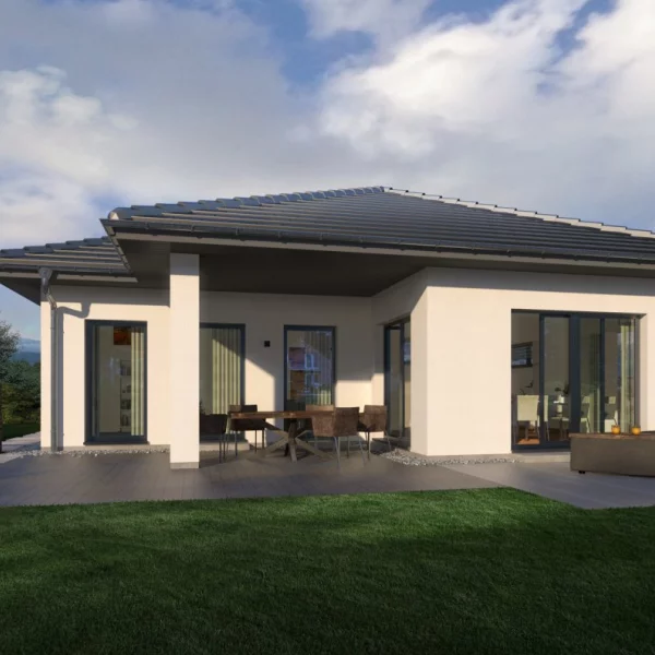 Wunderschöner Bungalow mit überdachter Terrasse, für jedes Wetter ! Mit Grundstück berechnet !
